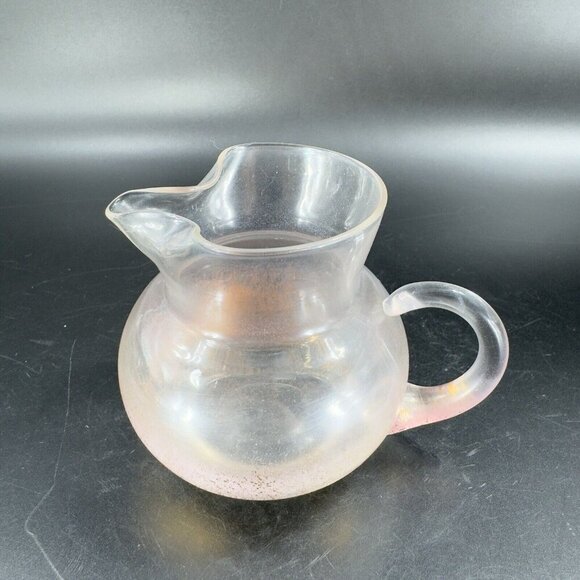 Mid Century Light Pink Glass Pitcher Carafe Miniature With Gold Flecks All Over - Picture 9 of 16